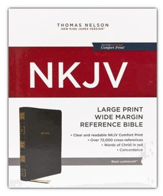NKJV Personal-Size Large-Print Reference Bible, Comfort Print--soft leather-look, black (indexed, red letter)