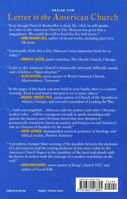 Letter to the American Church - Book by Eric Metaxas