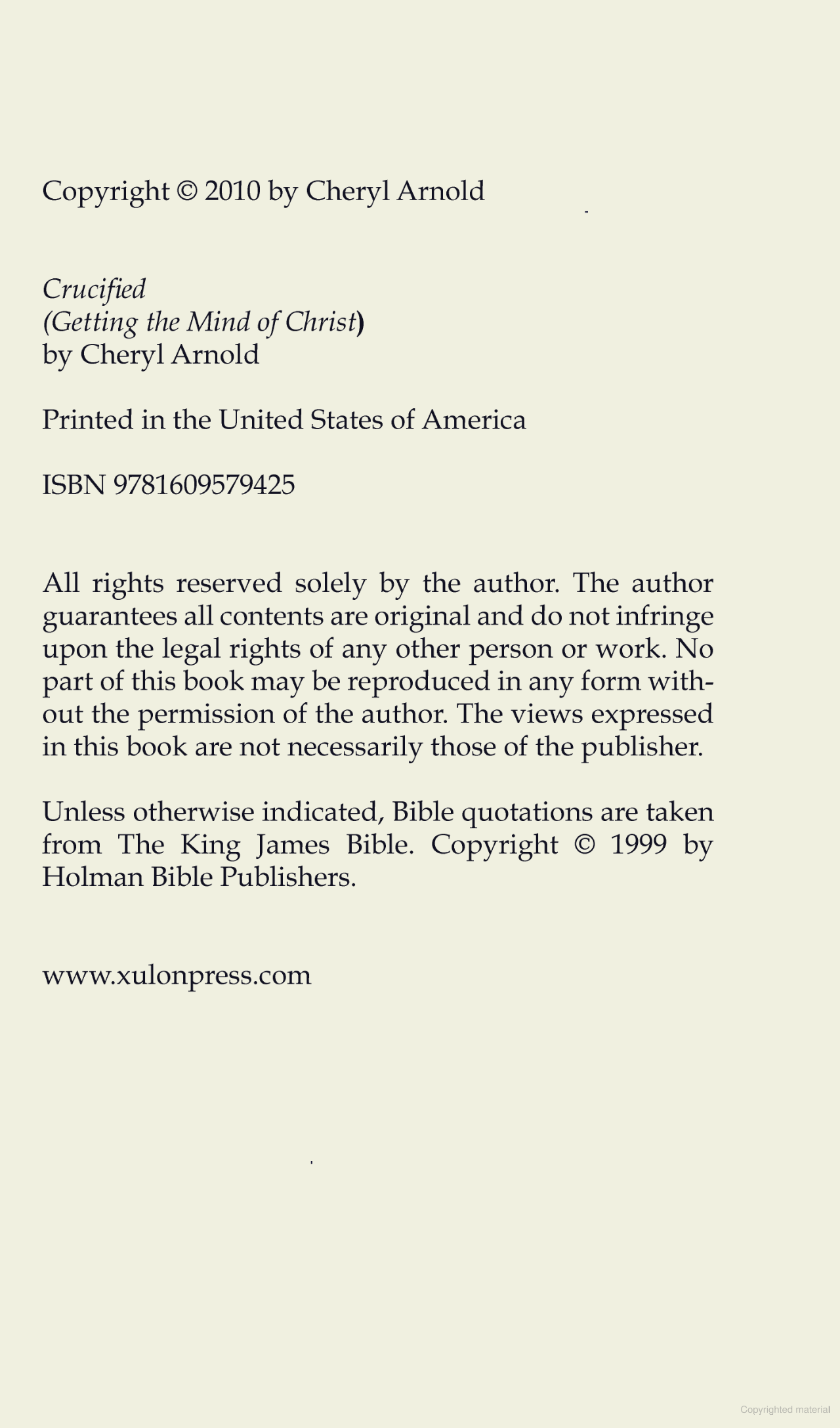 Crucified: Getting the Mind of Christ by Cheryl Arnold