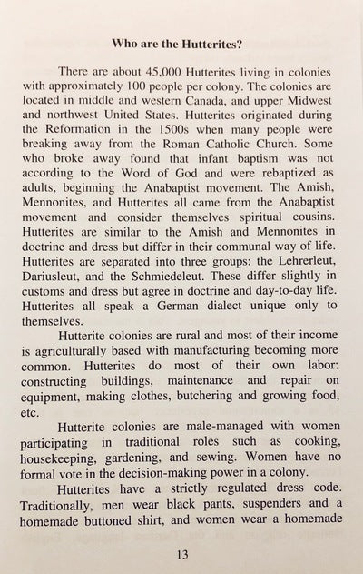 Hutterites: Our Story To Freedom